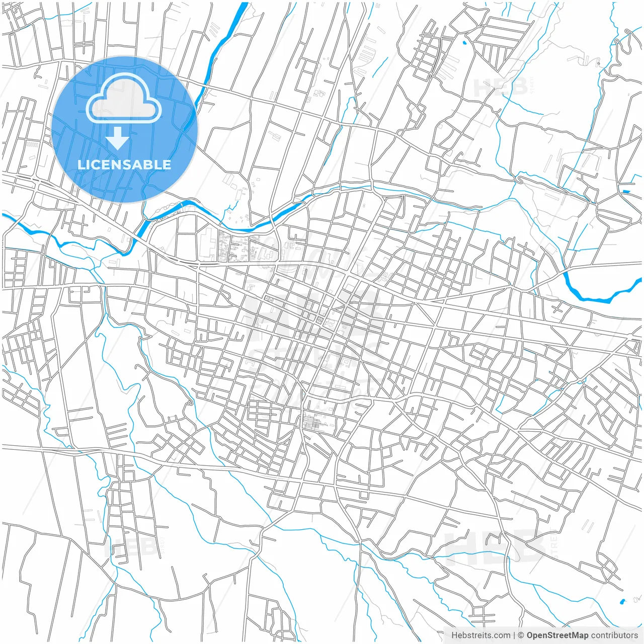 Sacaba, Bolivia, city map with high resolution roads.