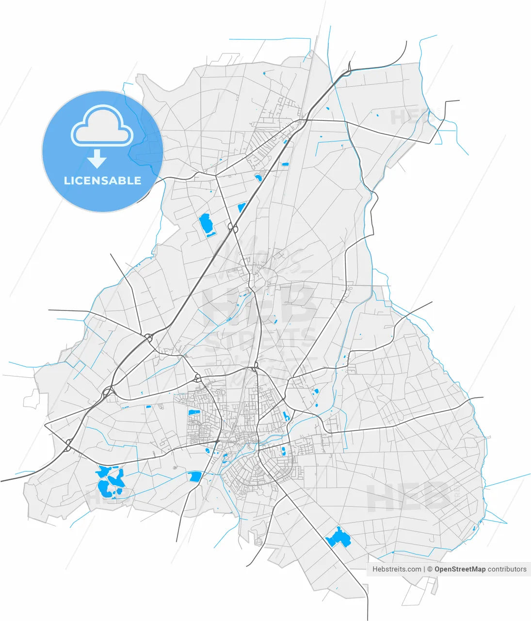Burgdorf, Lower Saxony, Germany, high resolution vector map - Instant download PDF and JPG