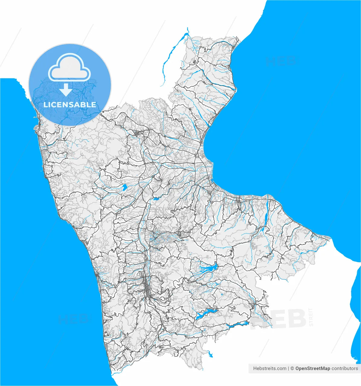 Cosenza, Calabria, Italy, high resolution vector map - Instant download PDF and JPG