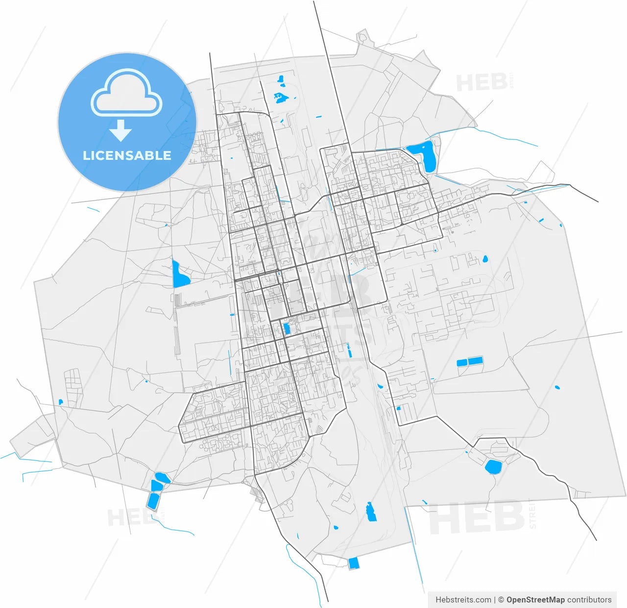 Elektrostal, Moscow Oblast, Russia, high resolution vector map - Instant download PDF and JPG