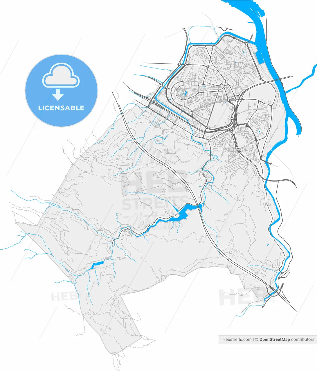 Barakaldo, Biscay, Spain, high resolution vector map - Instant download PDF and JPG