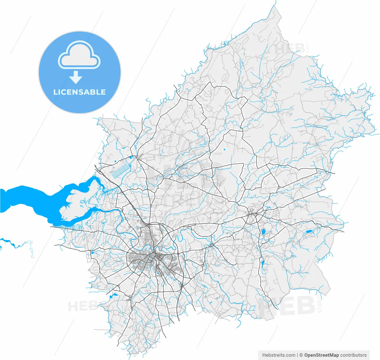 Carlisle, North West England, England, high resolution vector map - Instant download PDF and JPG
