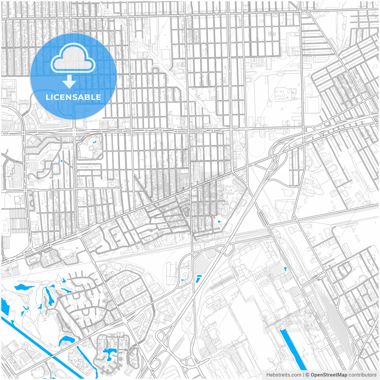 Dearborn, Michigan, United States, city map with high resolution roads.