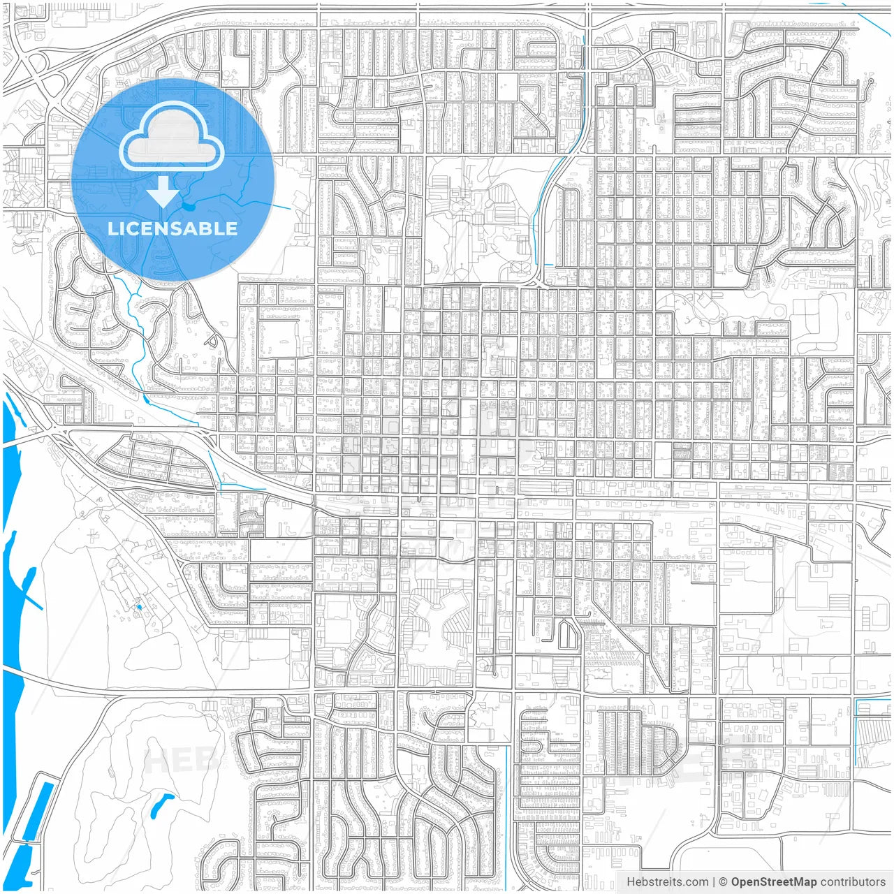 Bismarck, North Dakota, United States, city map with high resolution roads.