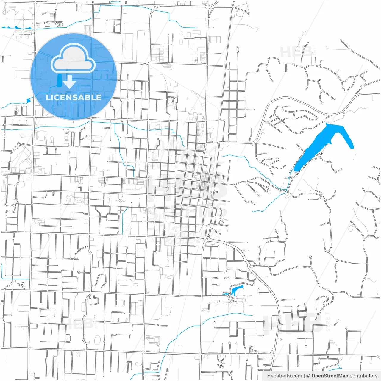 Rogers, Arkansas, United States, city map with high resolution roads.