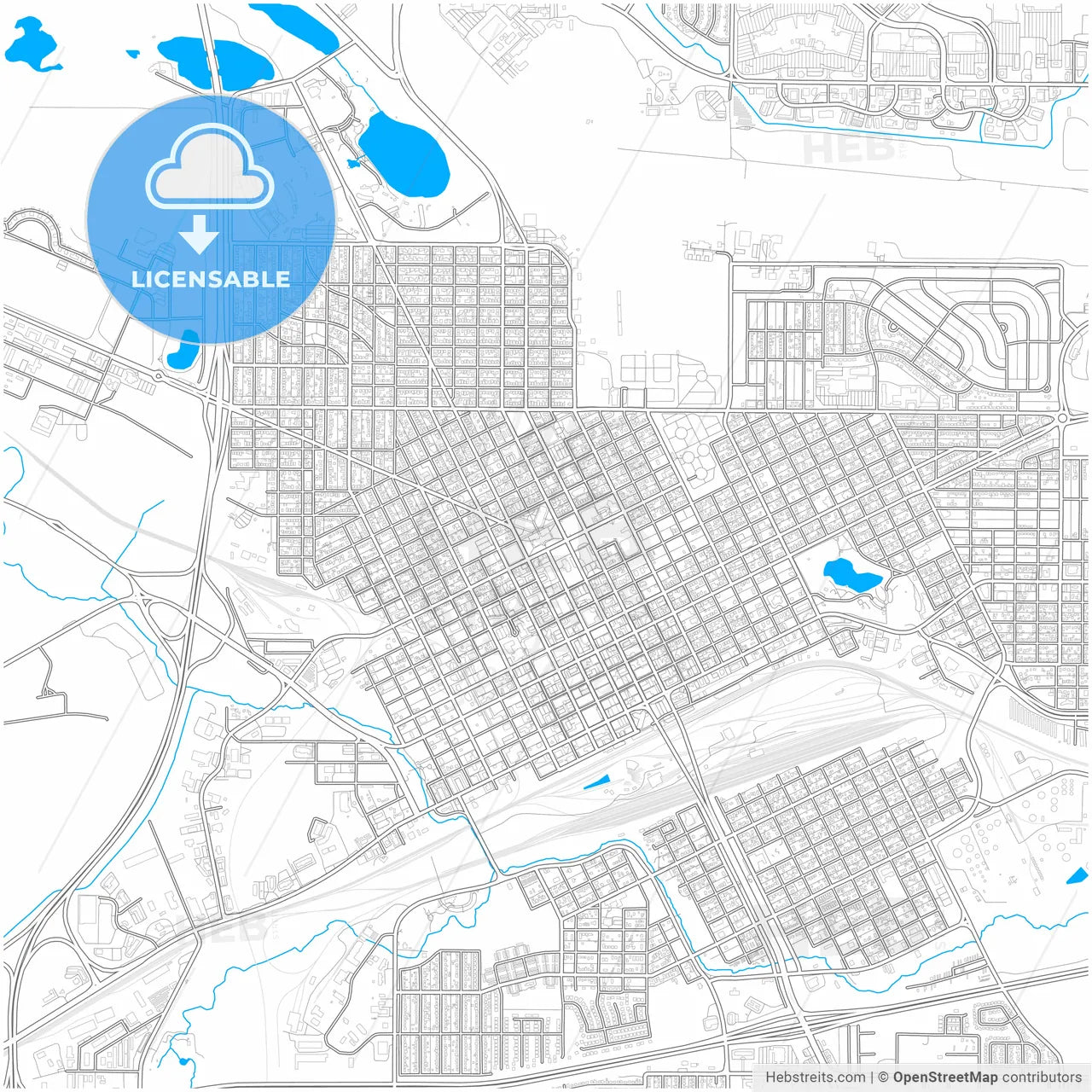 Cheyenne, Wyoming, United States, city map with high resolution roads.