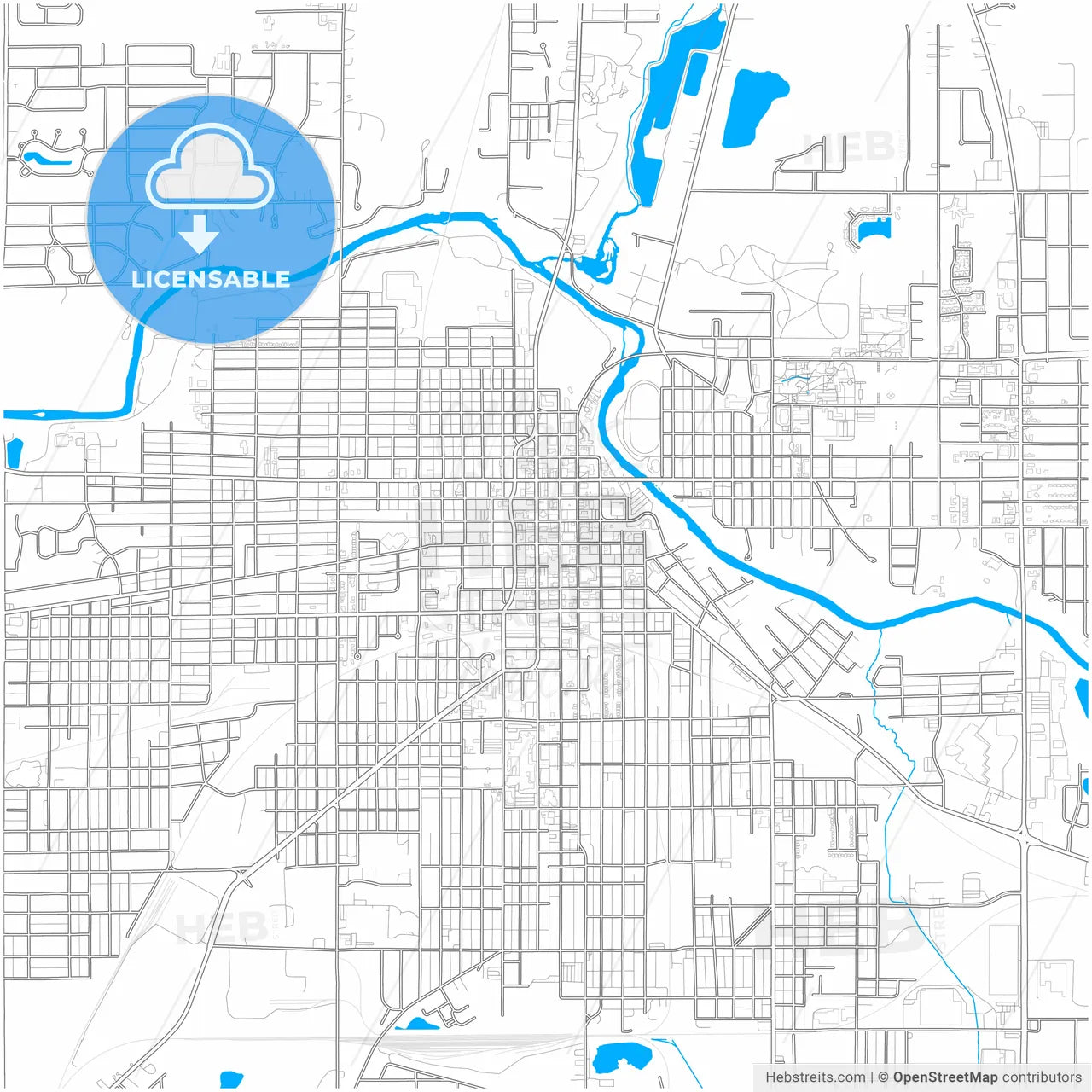 Anderson, Indiana, United States, city map with high resolution roads.