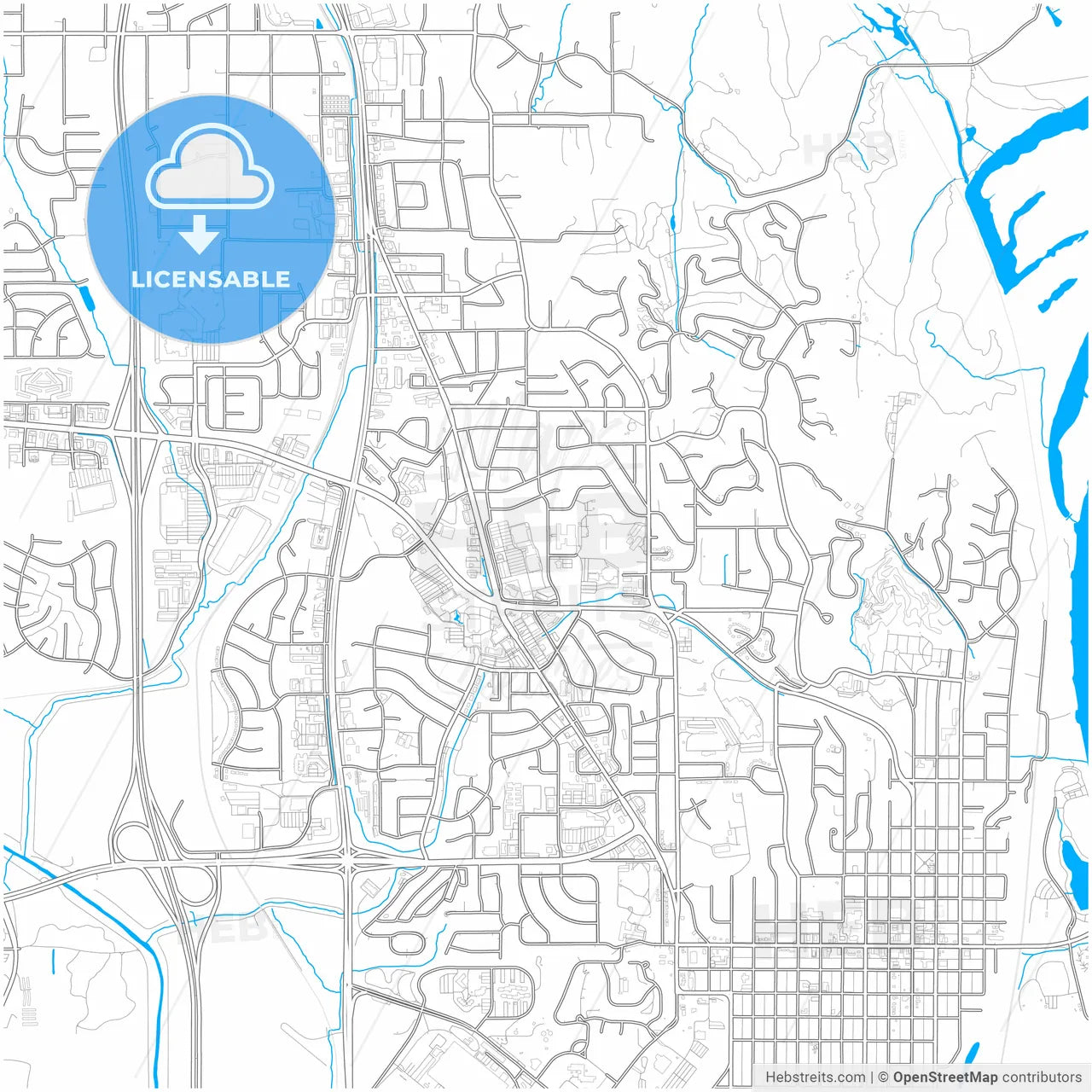 Bellevue, Nebraska, United States, city map with high resolution roads.