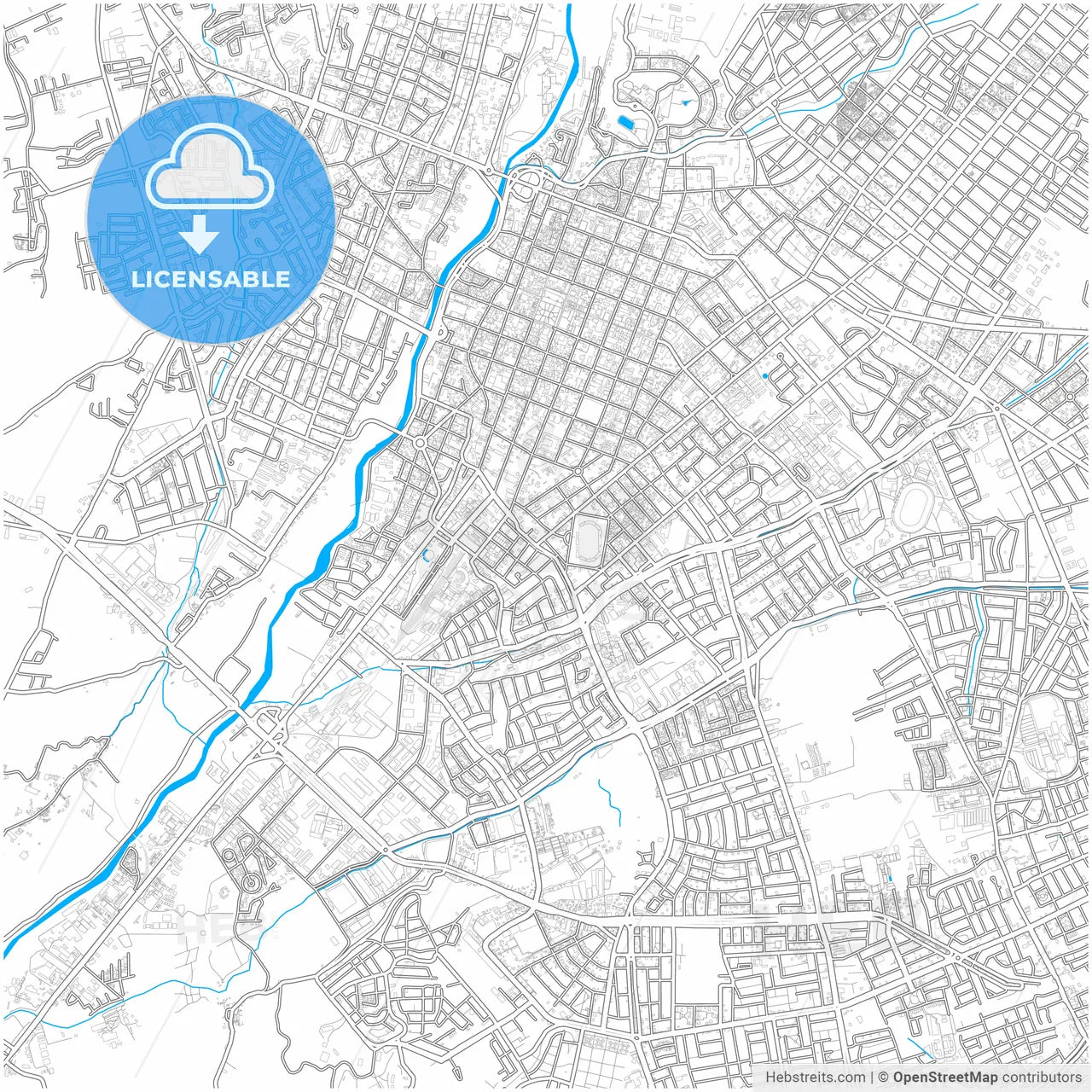 Arequipa, Peru, city map with high resolution roads.