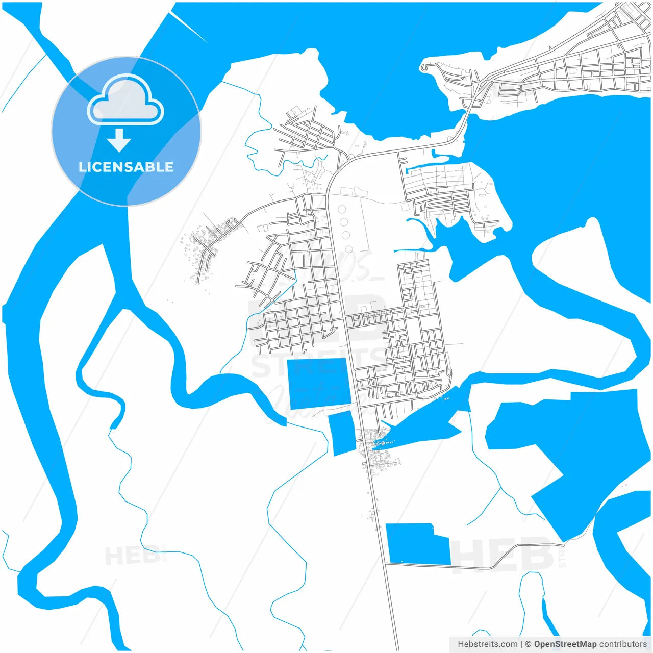 Tumaco, Colombia, city map with high resolution roads.