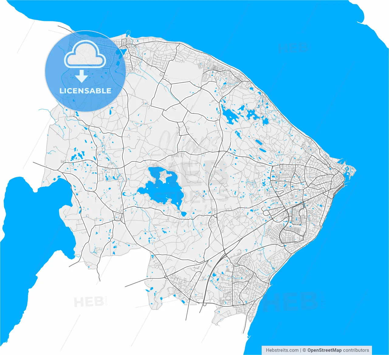 Helsingør Municipality, Denmark, high resolution vector map - Instant download PDF and JPG