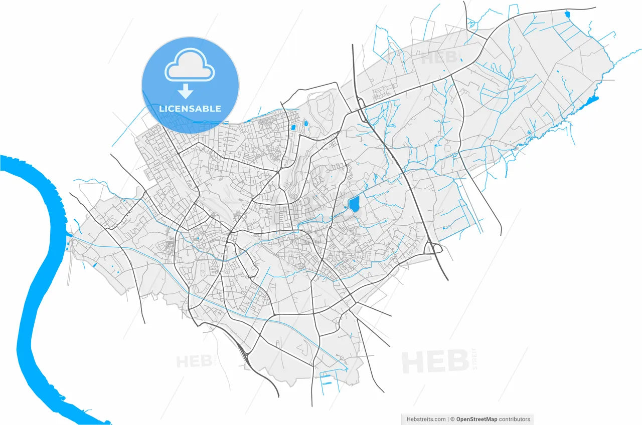 Dinslaken, North Rhine-Westphalia, Germany, high resolution vector map - Instant download PDF and JPG