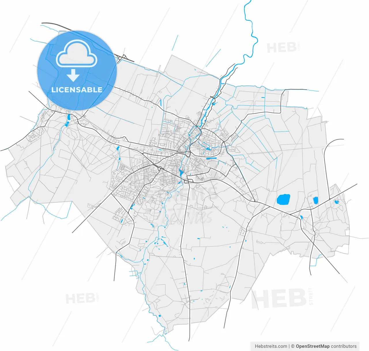 Buxtehude, Lower Saxony, Germany, high resolution vector map - Instant download PDF and JPG