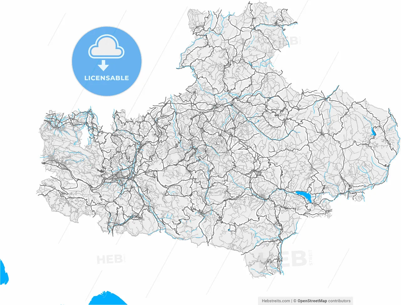 Avellino, Campania, Italy, high resolution vector map - Instant download PDF and JPG