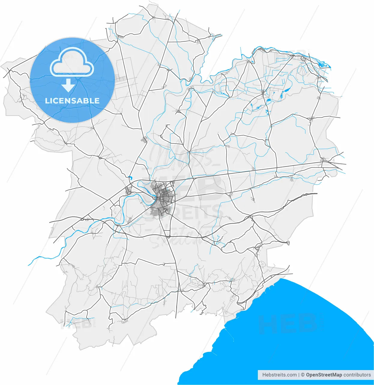 Ceyhan, Adana, Turkey, high resolution vector map - Instant download PDF and JPG