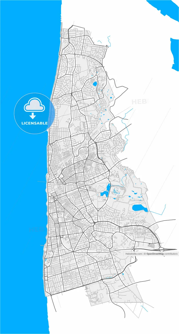 Blackpool, North West England, England, high resolution vector map - Instant download PDF and JPG