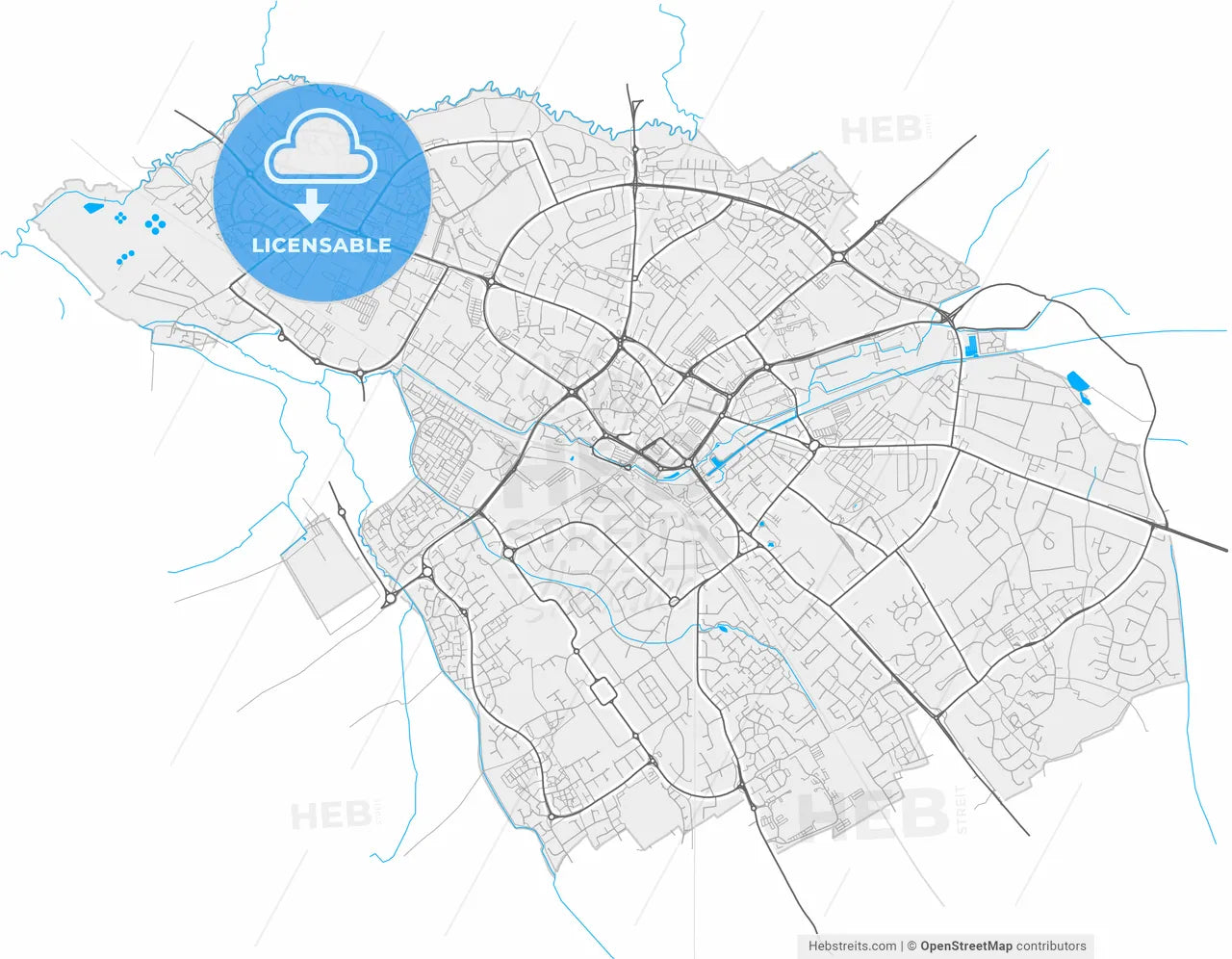 Aylesbury, South East England, England, high resolution vector map - Instant download PDF and JPG