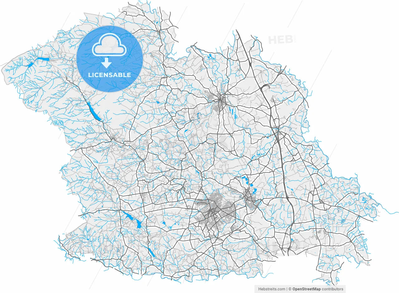 Harrogate, Yorkshire and the Humber, England, high resolution vector map - Instant download PDF and JPG