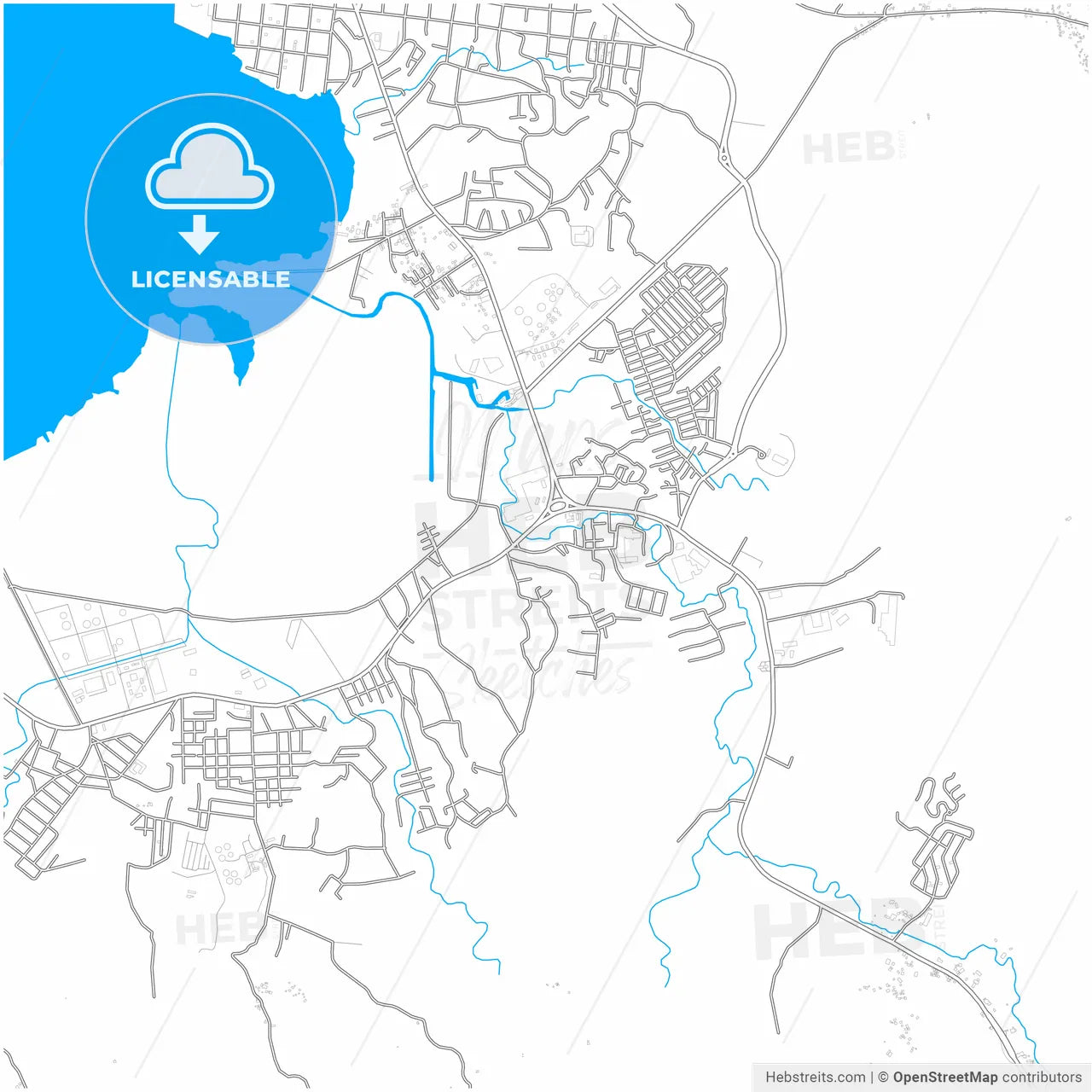 Puerto Barrios, Izabal, Guatemala, city map with high resolution roads.