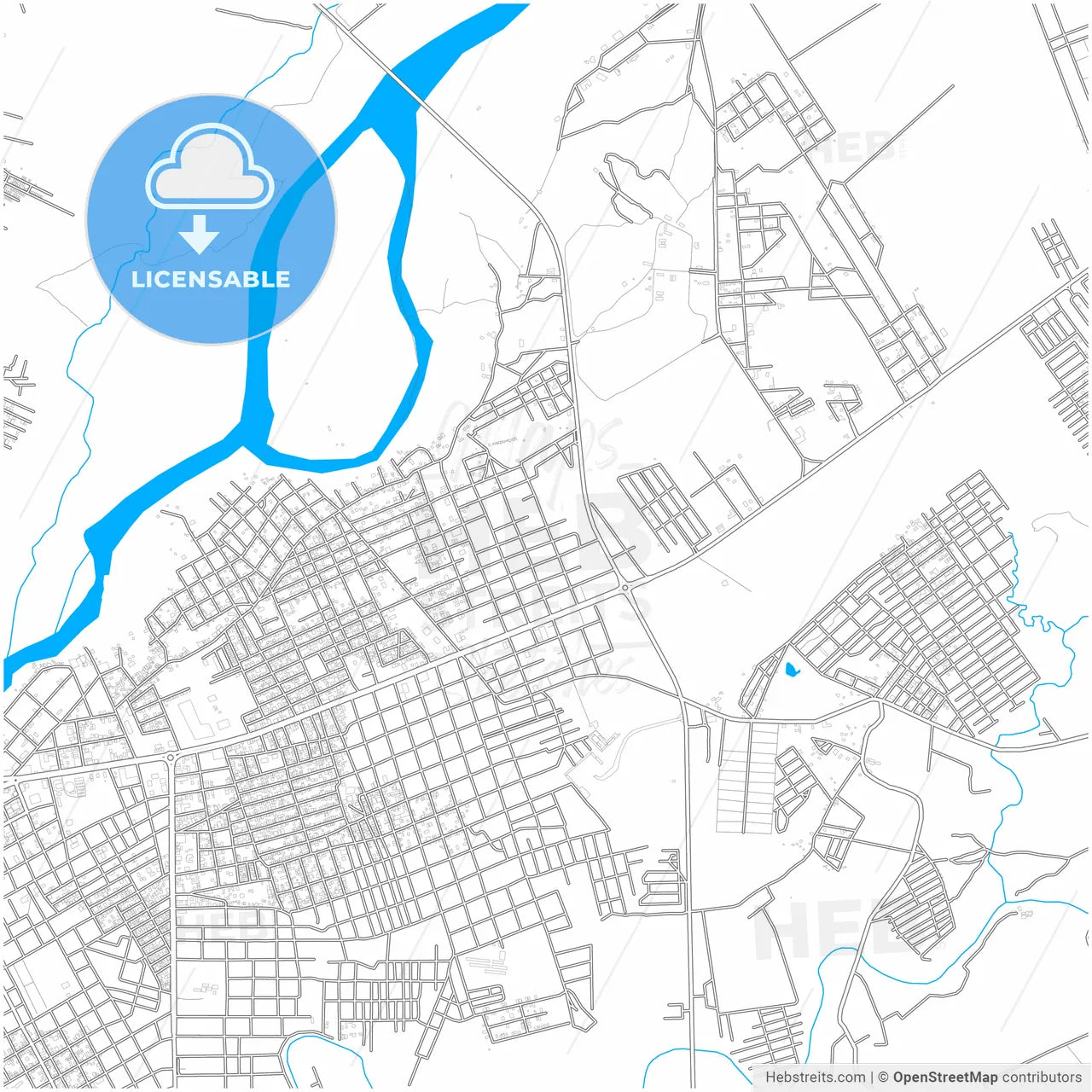 Choluteca, Choluteca, Honduras, city map with high resolution roads.