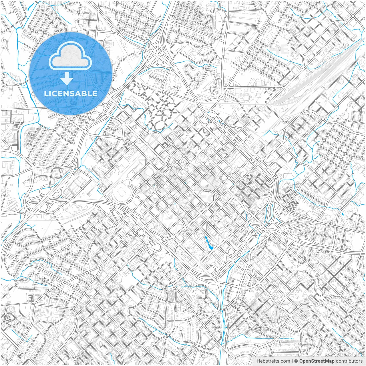 Charlotte, North Carolina, United States, city map with high resolution roads.