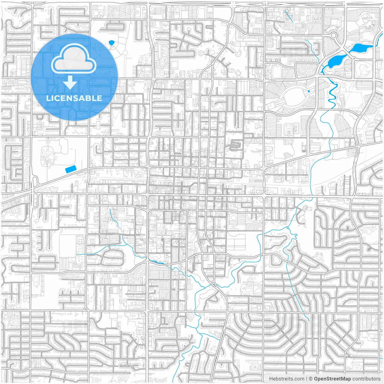Arlington, Texas, United States, city map with high resolution roads.