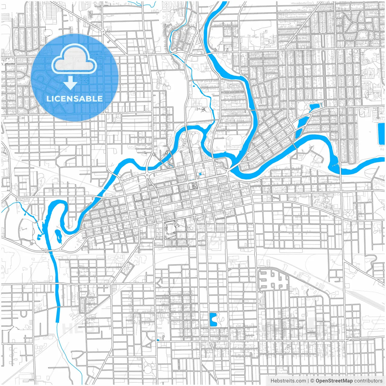 Fort Wayne, Indiana, United States, city map with high resolution roads.