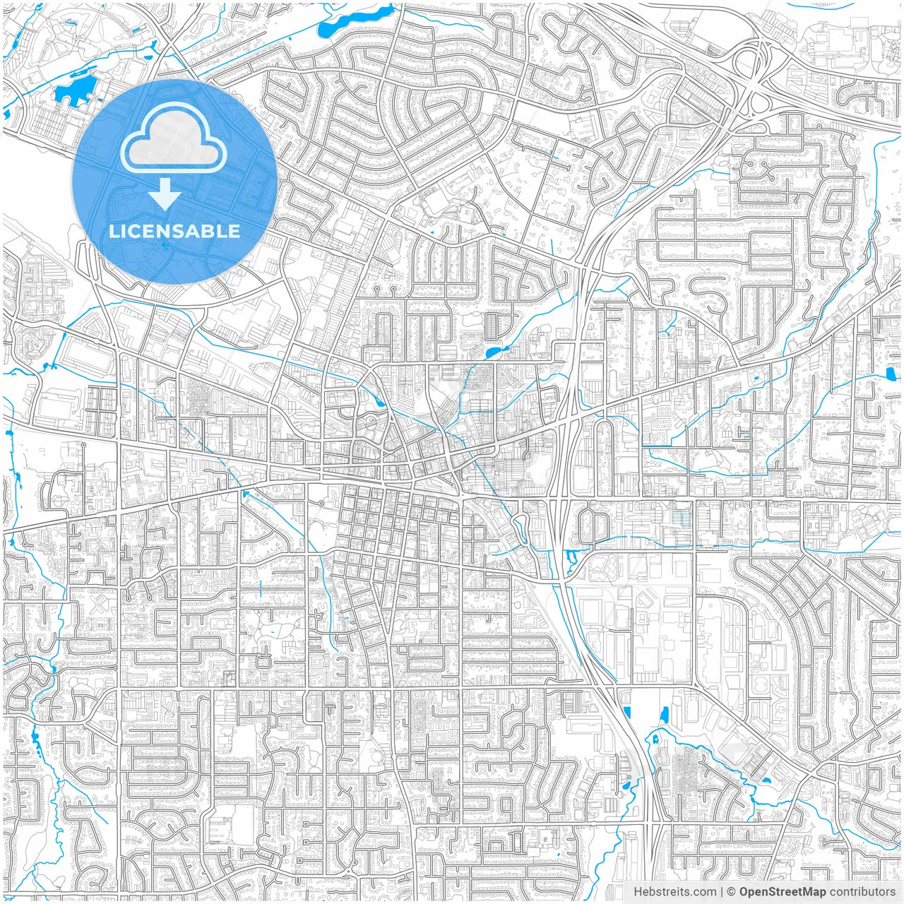 Beaverton, Oregon, United States, city map with high resolution roads.