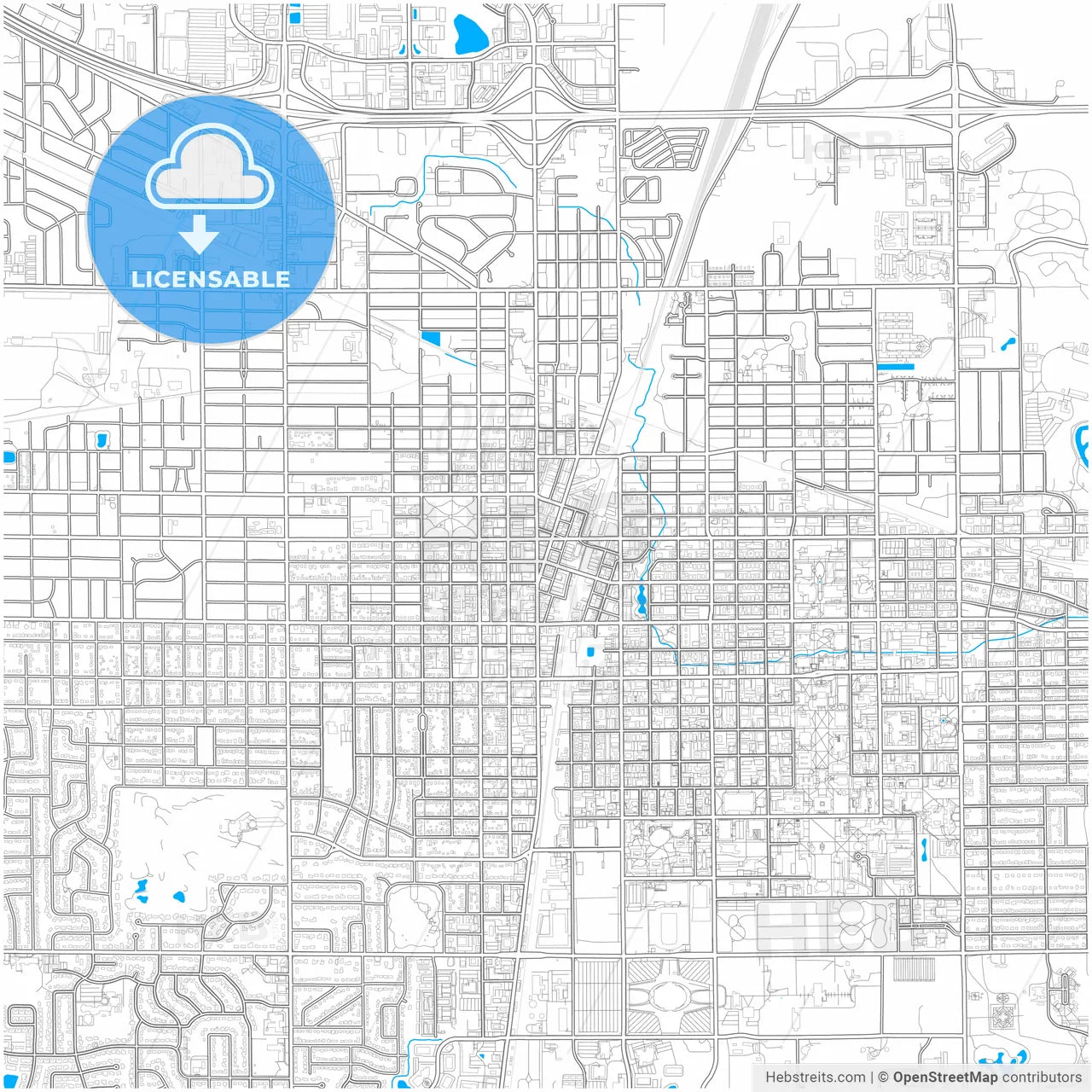 Champaign, Illinois, United States, city map with high resolution roads.
