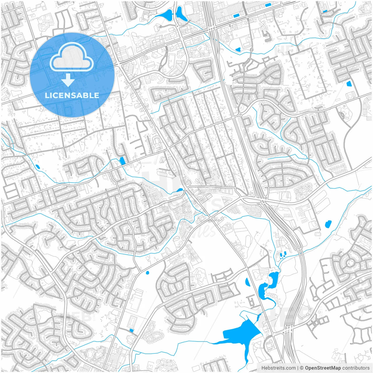 Cedar Park, Texas, United States, city map with high resolution roads.