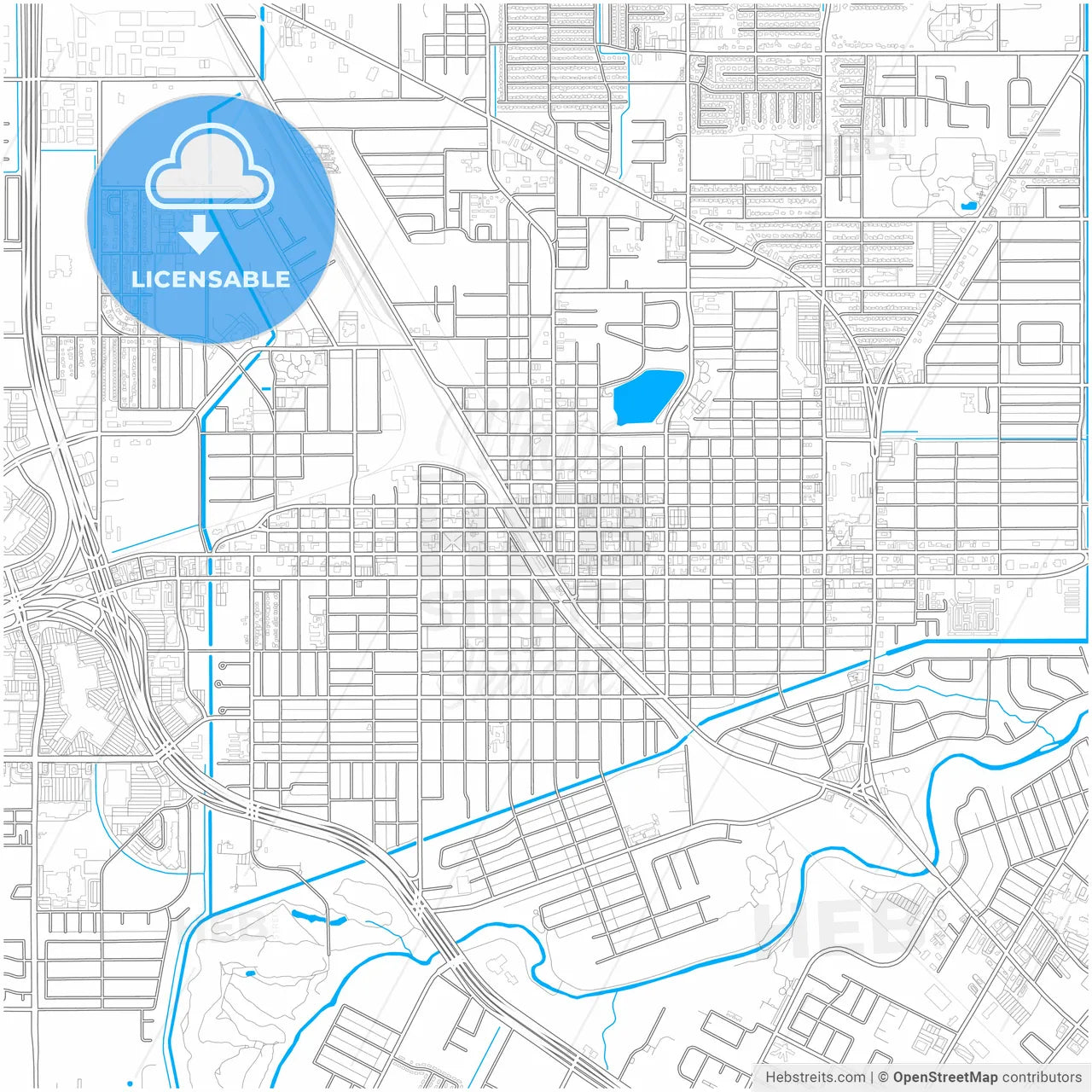 Harlingen, Texas, United States, city map with high resolution roads.