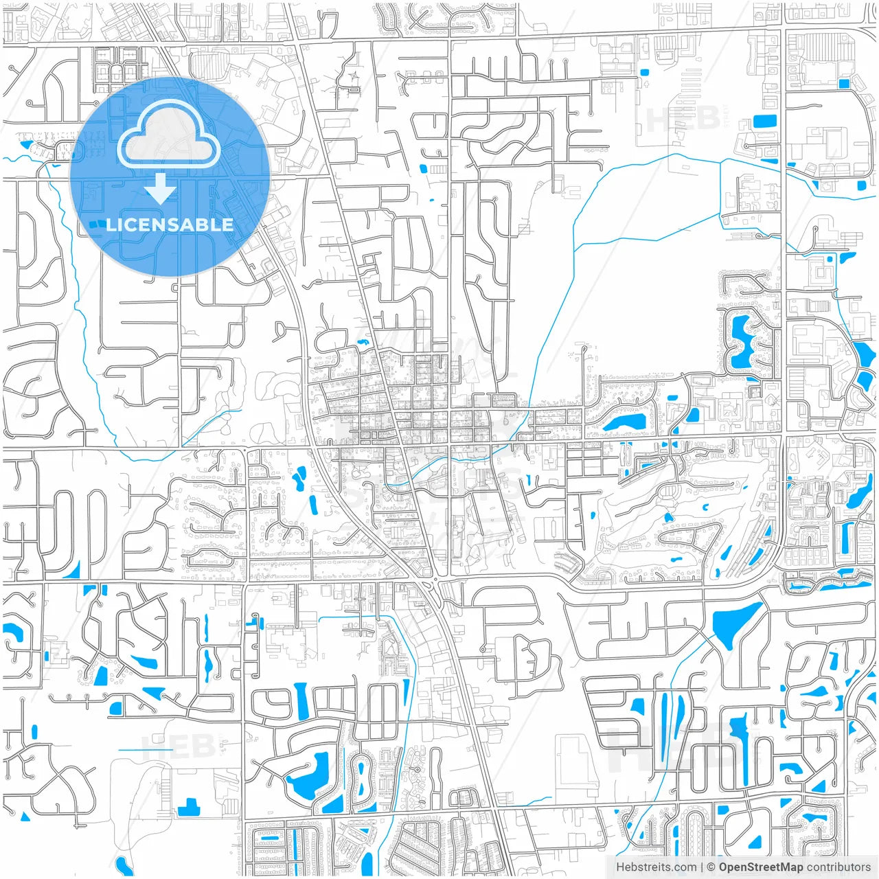 Greenwood, Indiana, United States, city map with high resolution roads.