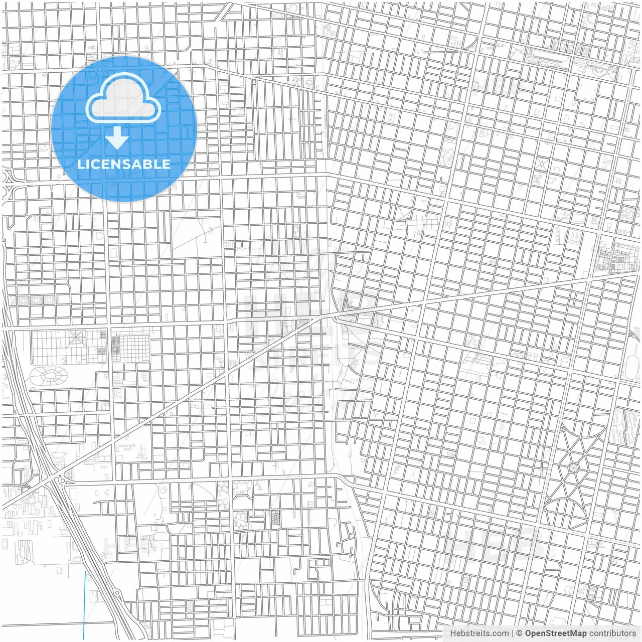 Rosario, Argentina, city map with high resolution roads.