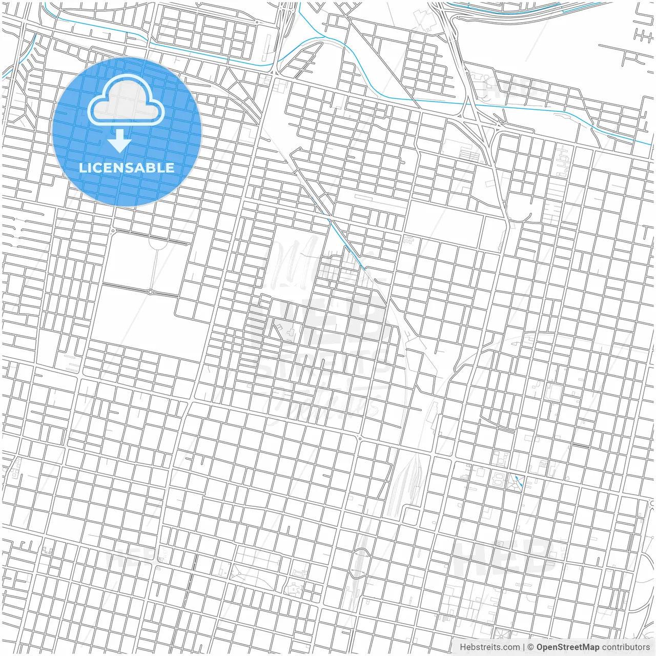 San Miguel de Tucuman, Argentina, city map with high resolution roads.