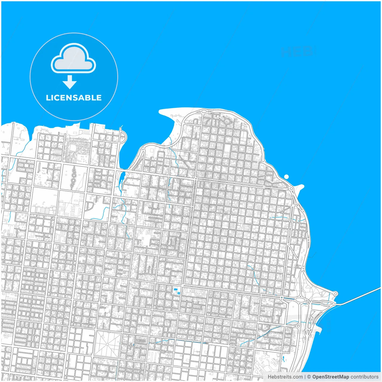 Posadas, Argentina, city map with high resolution roads.