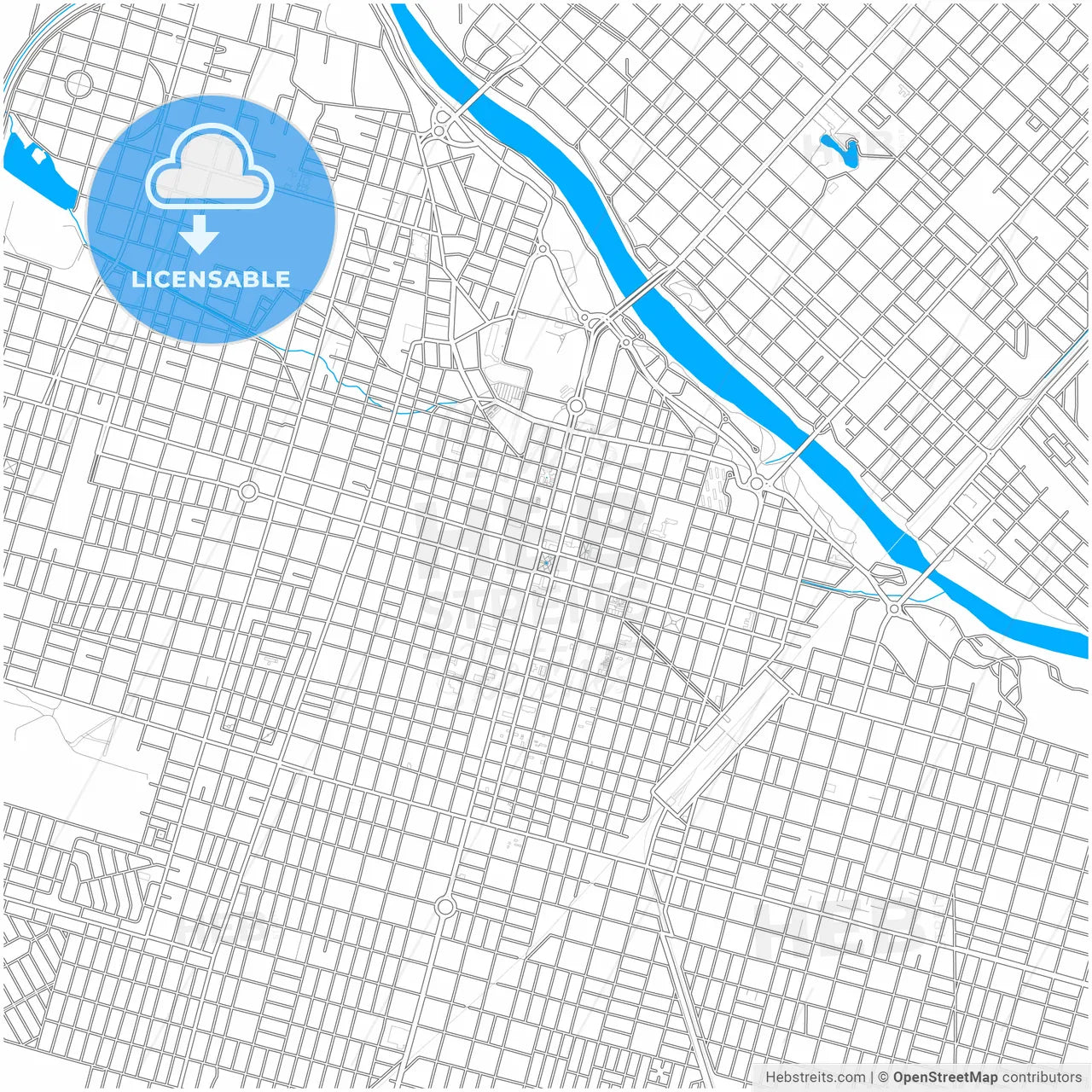 Rio Cuarto, Argentina, city map with high resolution roads.