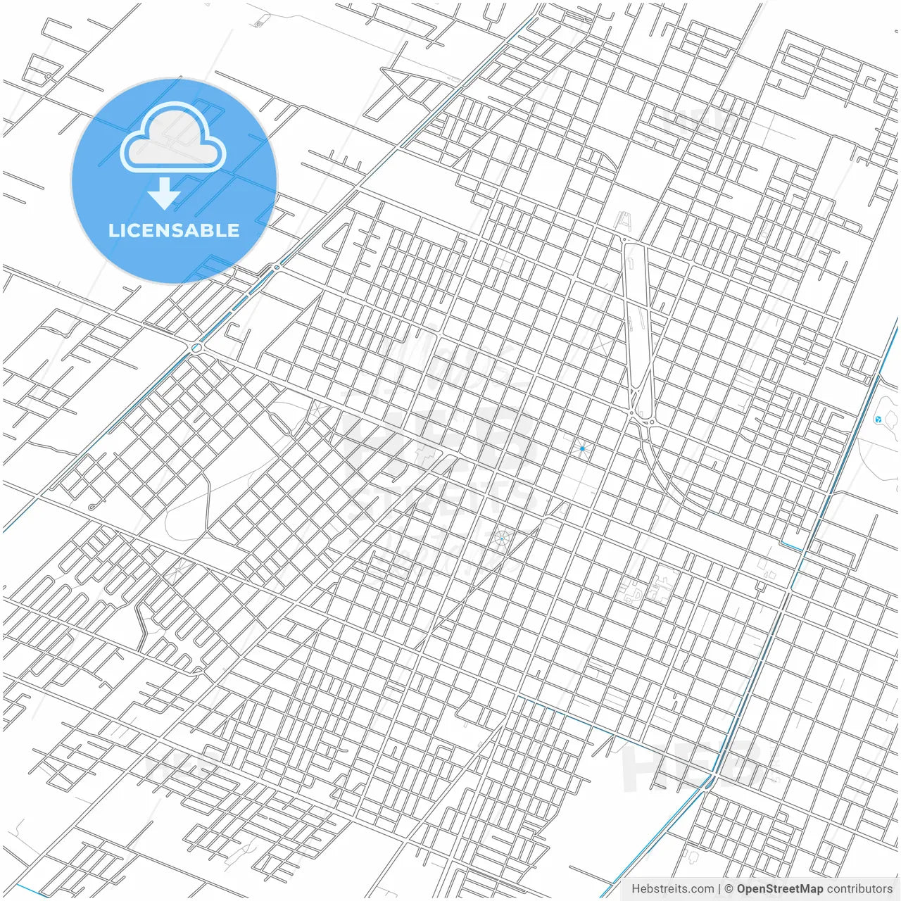 San Rafael, Argentina, city map with high resolution roads.