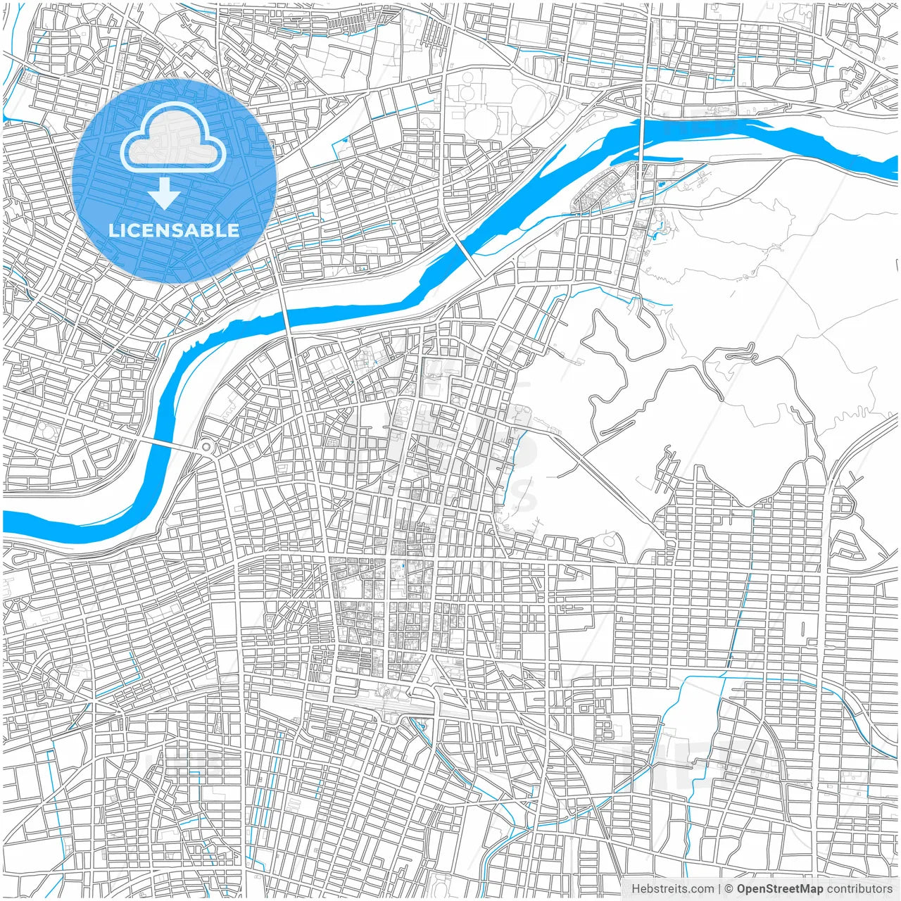 Gifu, Gifu, Japan, city map with high resolution roads.