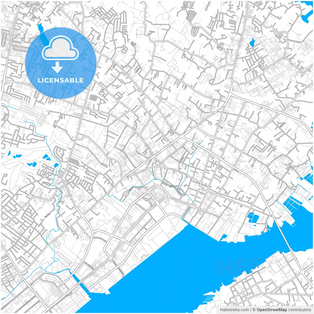 Mandaue, Cebu, Philippines, city map with high resolution roads.