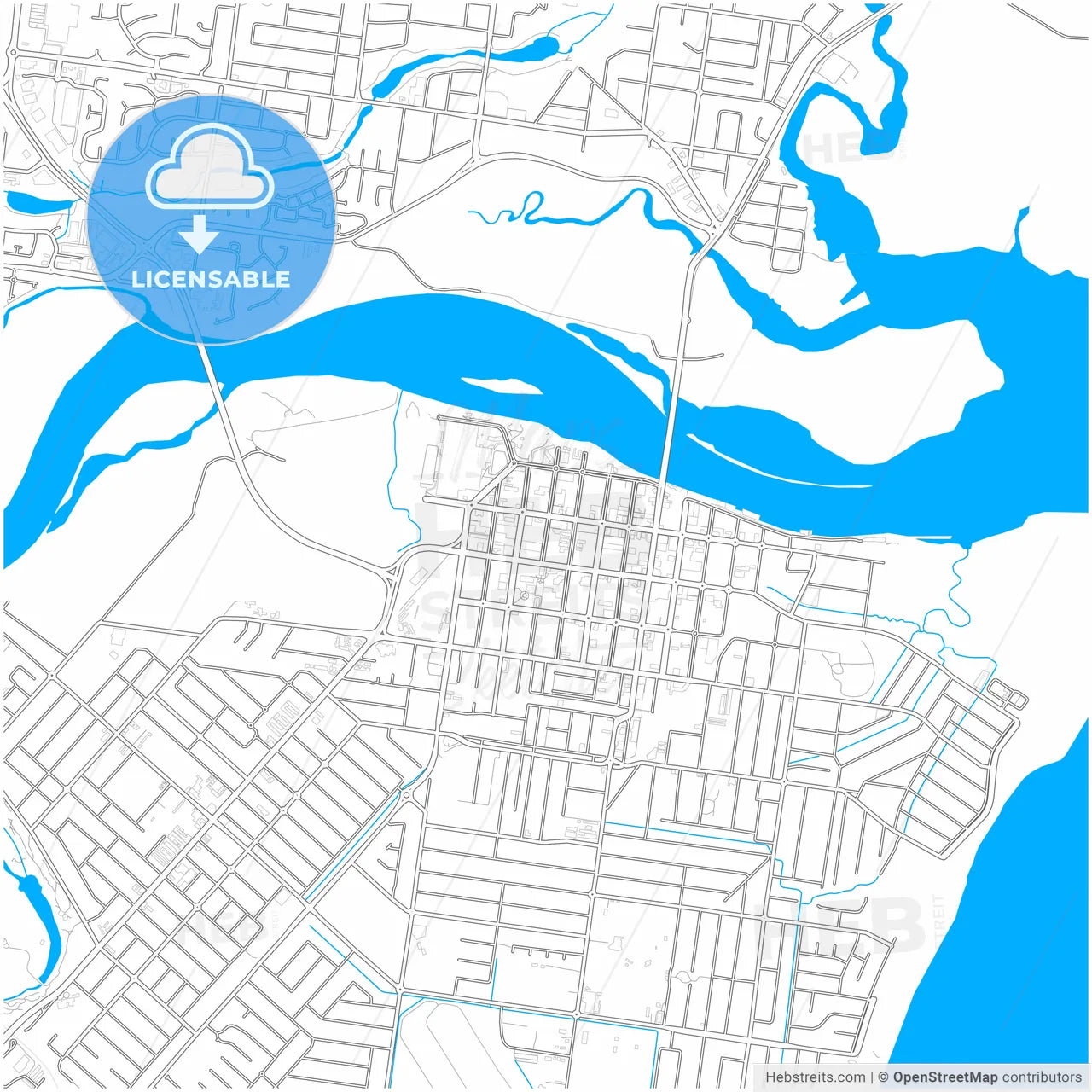Mackay, Queensland, Australia, city map with high resolution roads.