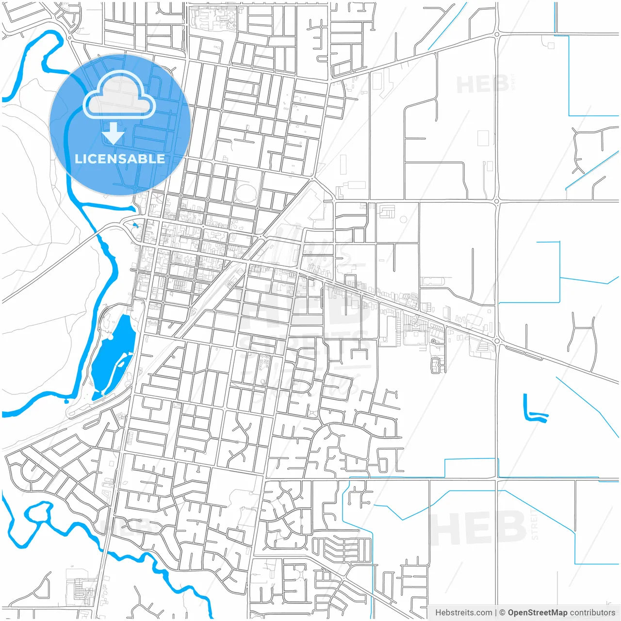 Shepparton–Mooroopna, Victoria, Australia, city map with high resolution roads.
