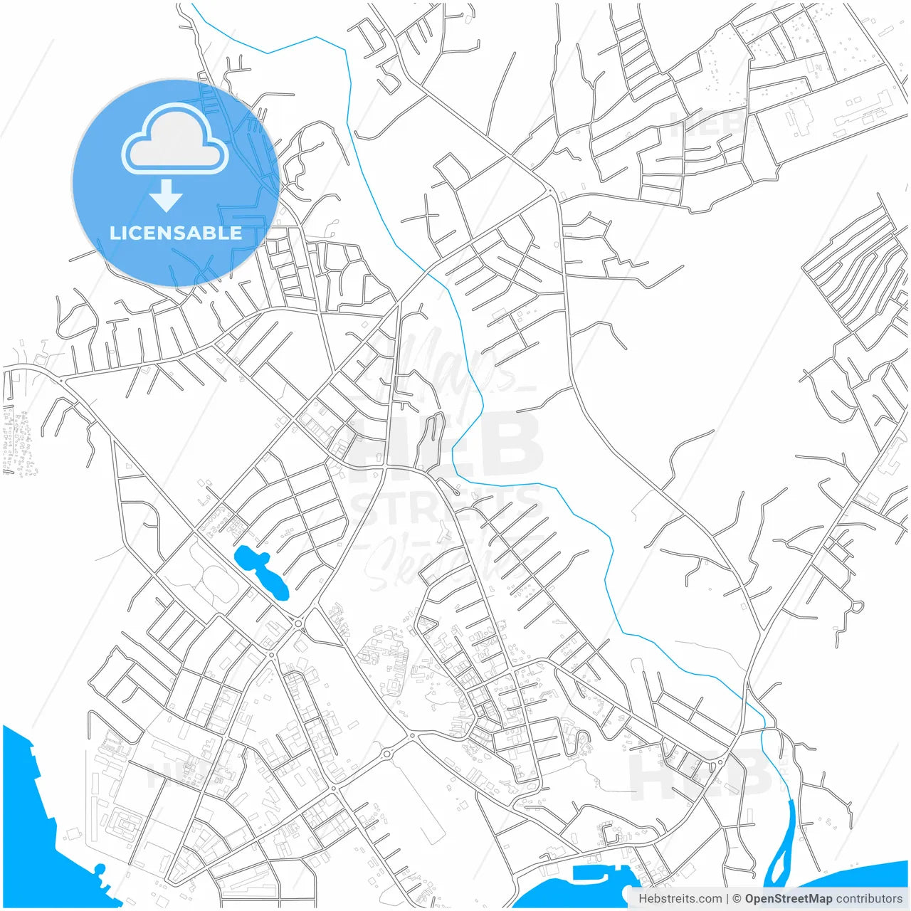 Lae, Morobe, Papua New Guinea, city map with high resolution roads.