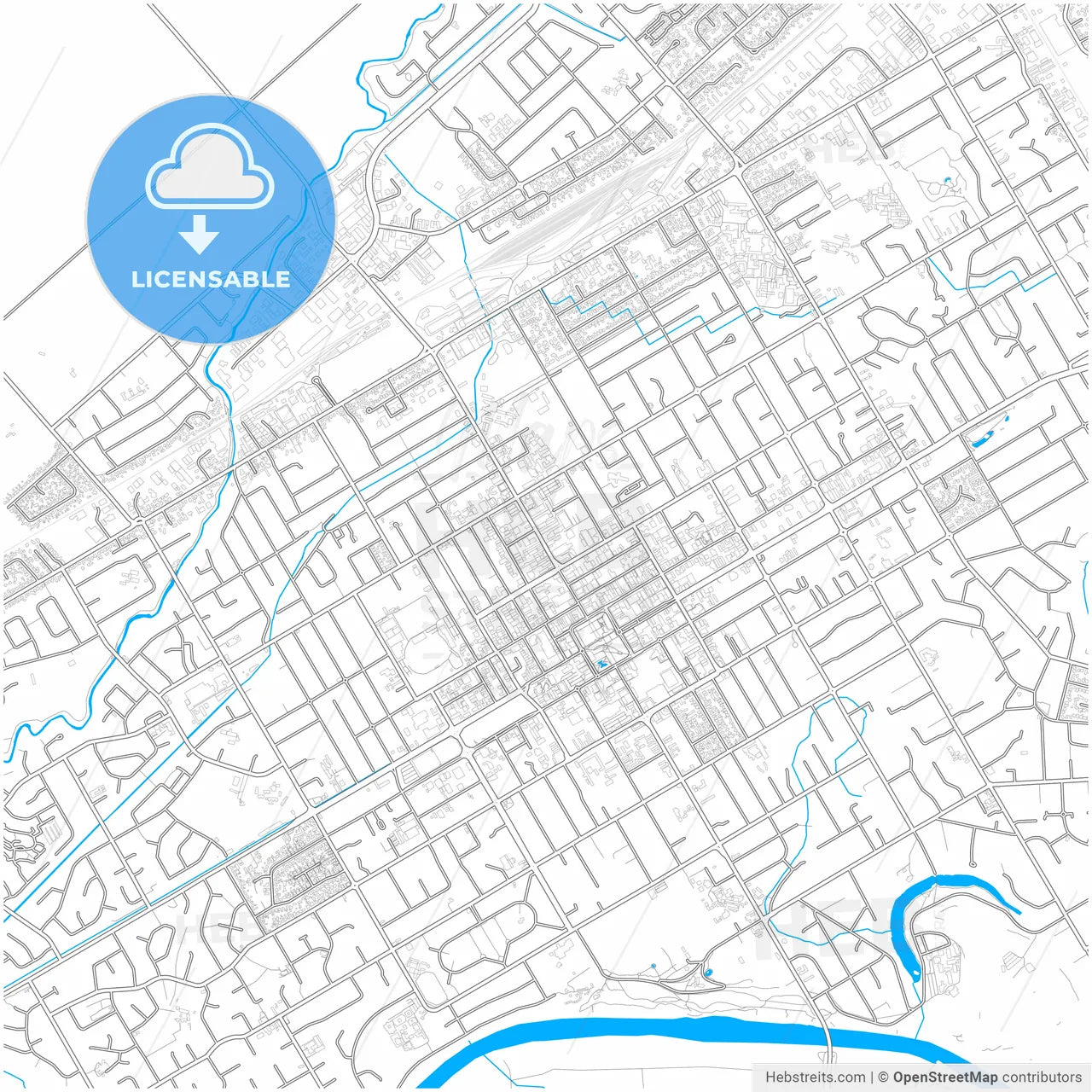 Palmerston North, New Zealand, city map with high resolution roads.