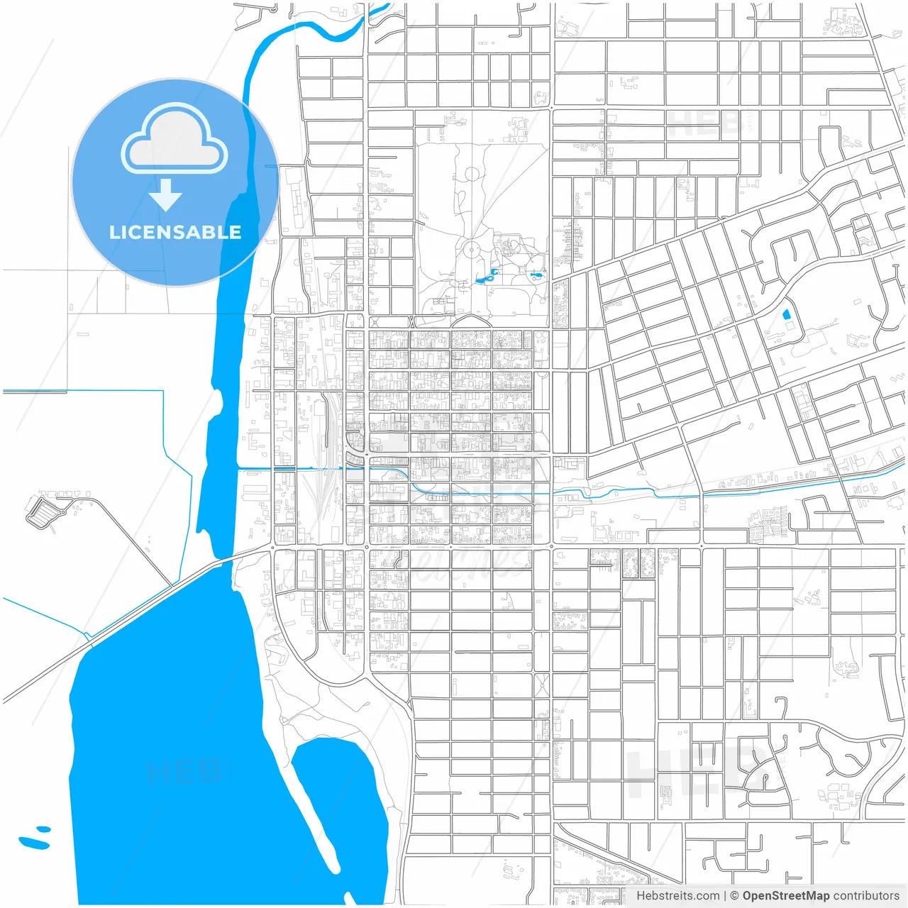 Invercargill, New Zealand, city map with high resolution roads.