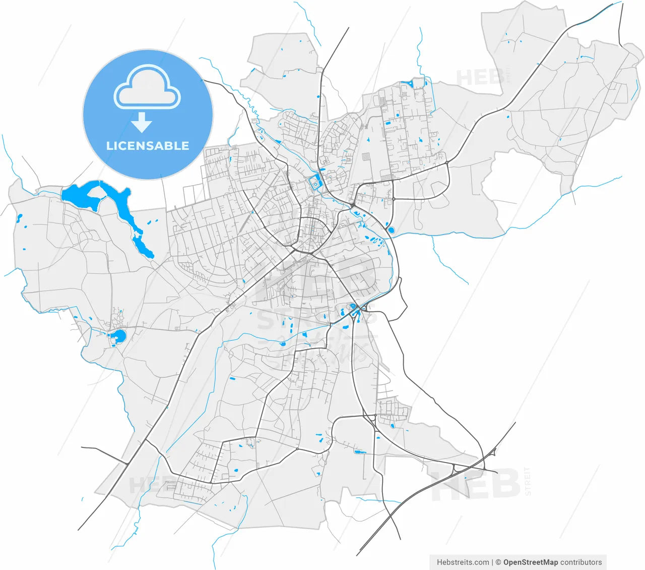 Ahrensburg, Schleswig-Holstein, Germany, high resolution vector map - Instant download PDF and JPG
