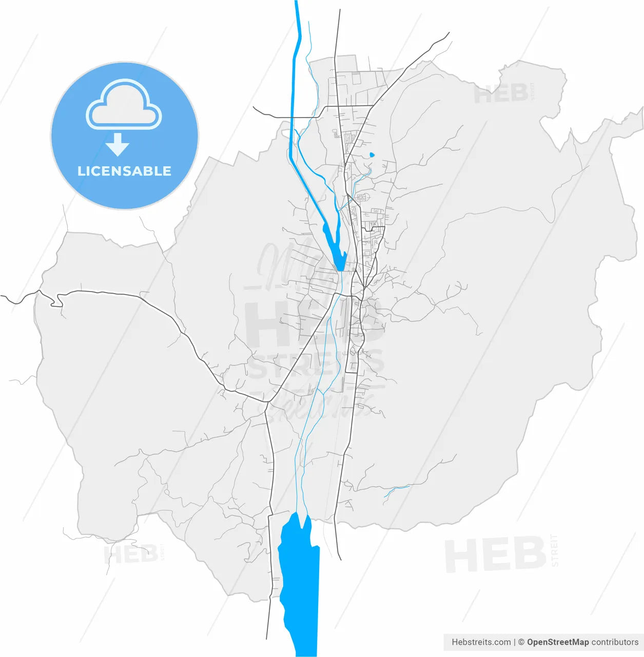 Curtea de Argeș, Argeș, Romania, high resolution vector map - Instant download PDF and JPG