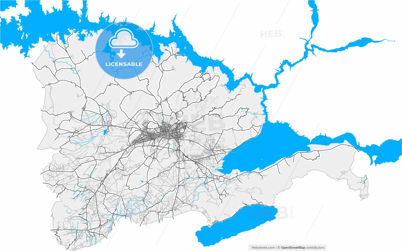 Elâzığ, Elâzığ, Turkey, high resolution vector map - Instant download PDF and JPG