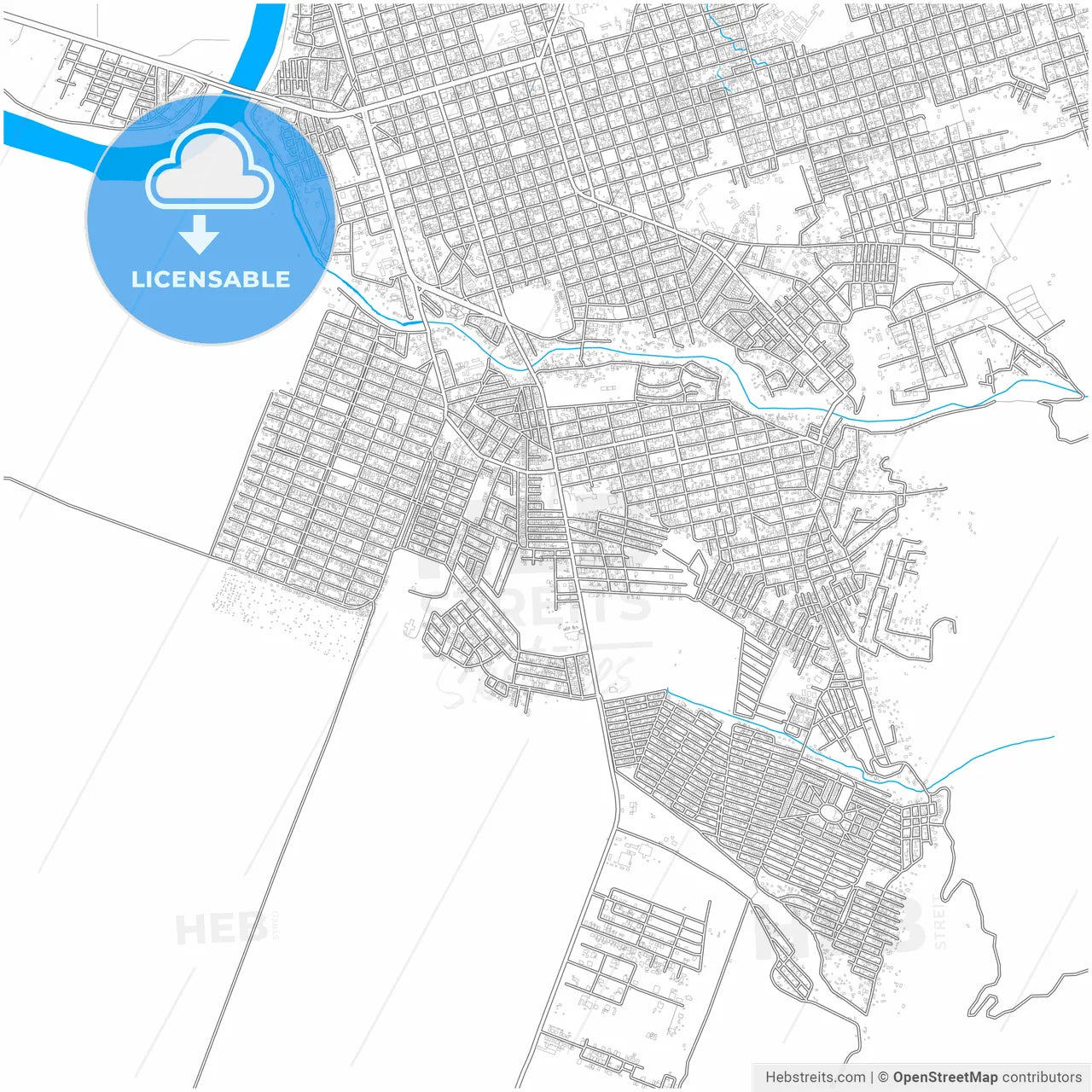 El Progreso, Yoro, Honduras, city map with high resolution roads.