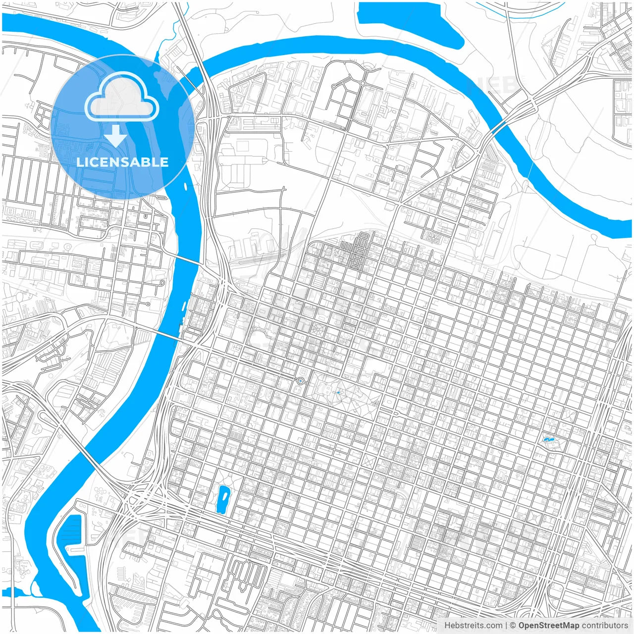 Sacramento, California, United States, city map with high resolution roads.