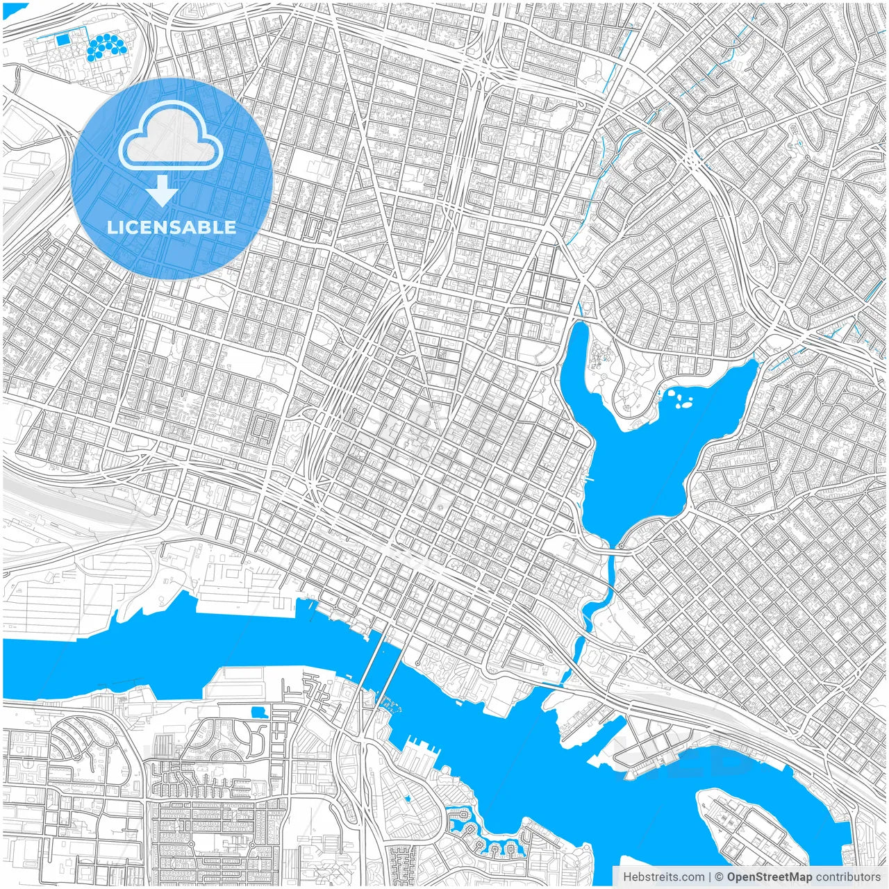 Oakland, California, United States, city map with high resolution roads.